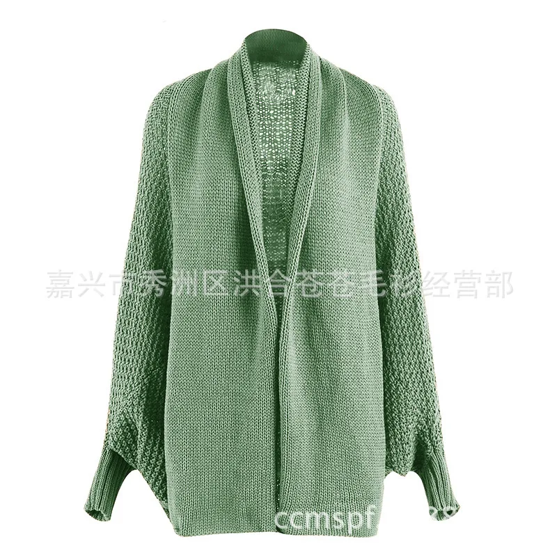 Г. AliExpress, стиль, Европейский и американский стиль, длинный рукав, Осенний вязаный женский свитер кардиган свободного кроя, большой Shaw - Цвет: Зеленый