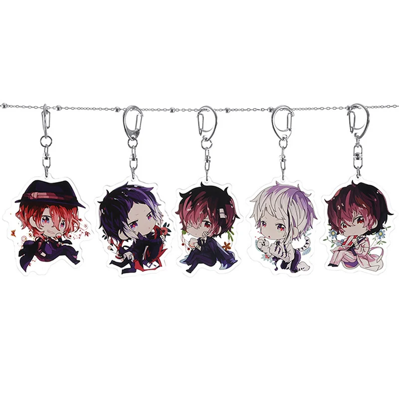 Anime Key Chain Bungo Bungou Stray Dogs Keychain Rubber Strap Tsumamarekko Dazai Atsushi Ranpo Akutagawa Chuya