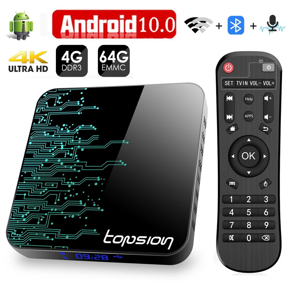 ТВ-приставка на Android 10 4 ГБ 64 4K H.265 медиаплеер 3D видео 2 ГГц 5 Wi-Fi | Электроника