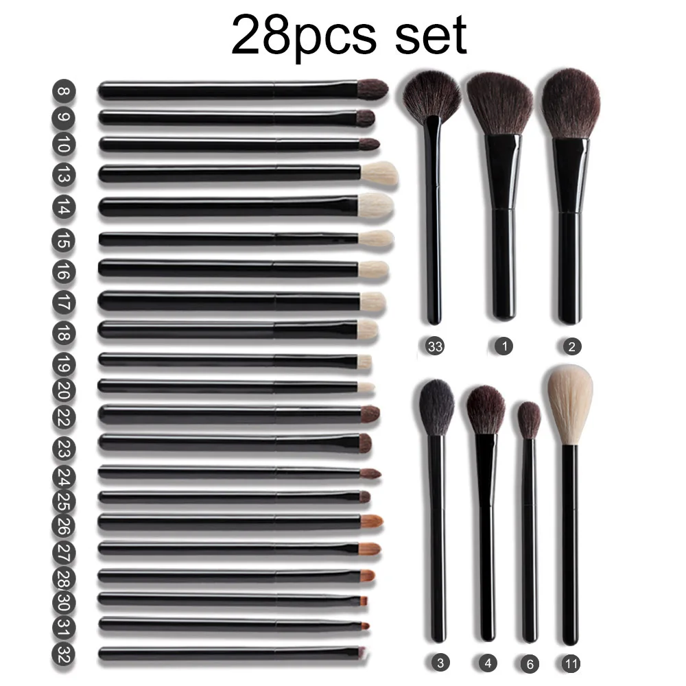 28pcs OVW DLH набор профессиональных косметических кистей для макияжа из натурального козьего волоса конский Синтетический набор кистей для макияжа лица и глаз - Handle Color: 28pcs