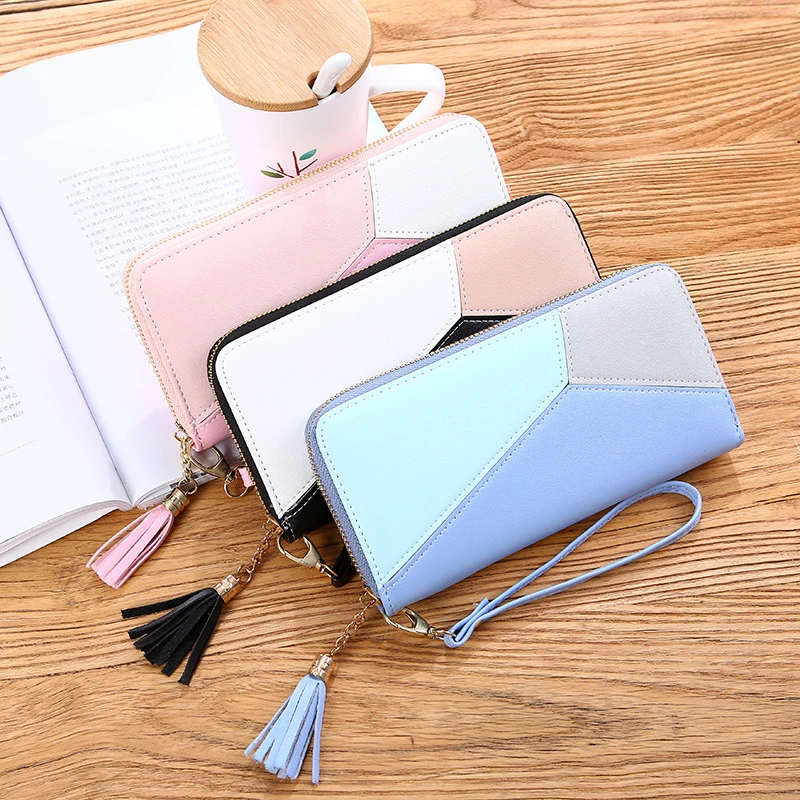 

Long Splicing Women's Purse Portable Wallet Card Bag Multi-function Women Bag High Quality Free Shipping