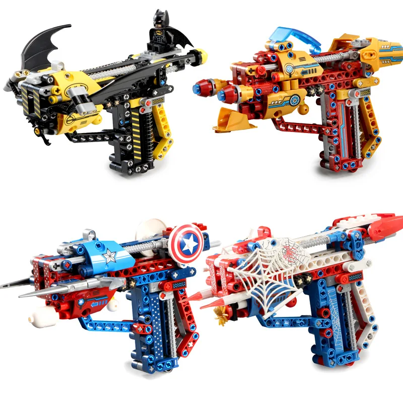 

4 color Shooting Signal Game Gun Building Blocks Technic Weapon Diy Bricks Educational Toys For Children Boy Gift