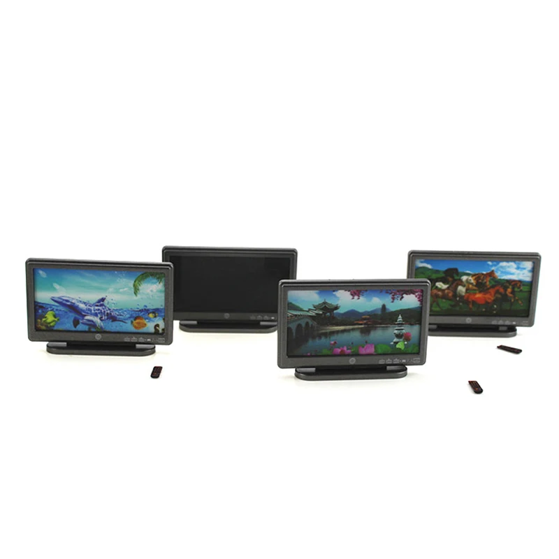 

New Mini Dollhouse Miniature Widescreen Flat Panel LCD TV with Remote Gray Furniture Toys