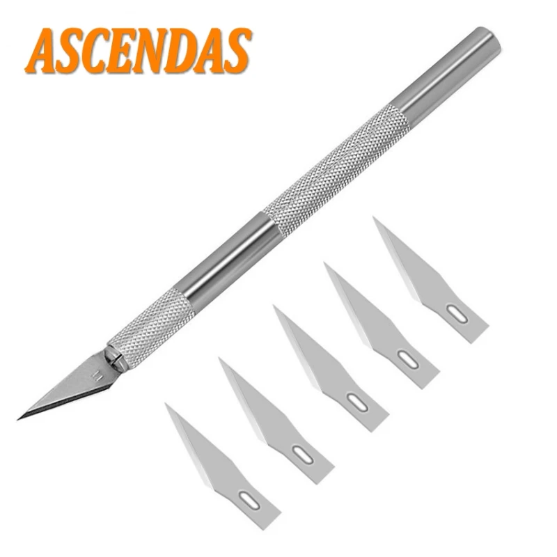

Stainless Metal Wood Carving Tools Fruit Food Craft Sculpture Engraving Utility Knife With 6 Blades For Stationery Art Supplies