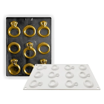 

12 Cavity Diamond Ring Silicone Cake Mold French Dessert Tray Pastry Decorating Mould Chocolate Mousse Baking Tools