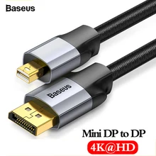 Baseus Mini DP to DP Cable 4K Male to Male Cord DisplayPort to Mini Display Port Cable Adapter for PC HDTV Viedo Digital Cable