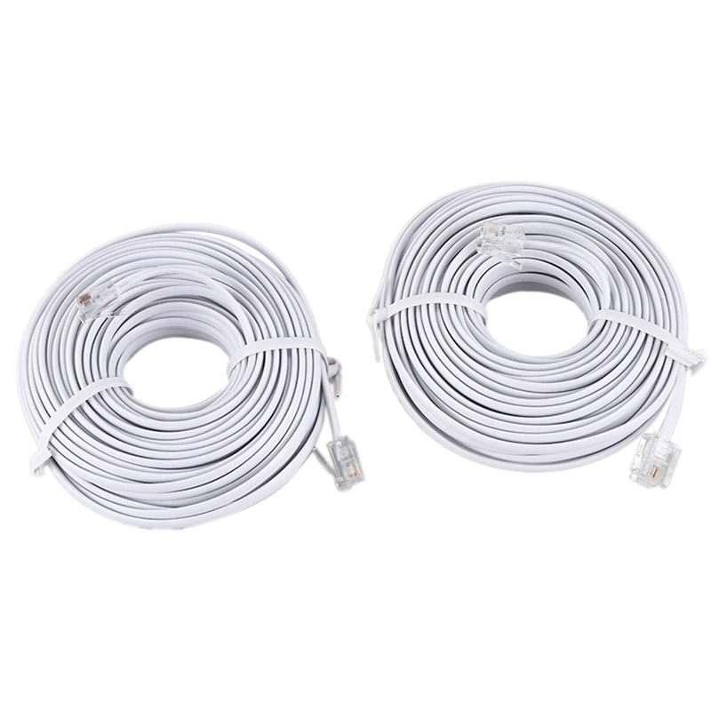 

FFYY-40Ft 12M RJ11 6P2C Telephone Phone Modem Cord Cable White 2pcs