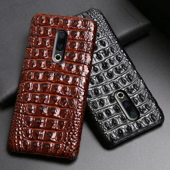 

Genuine Leather Phone Case For Meizu 16th Plus 16 16X 17 Pro 7 Plus X8 Cases Luruxy Cowhide Crocodile Back Texture Back Cover