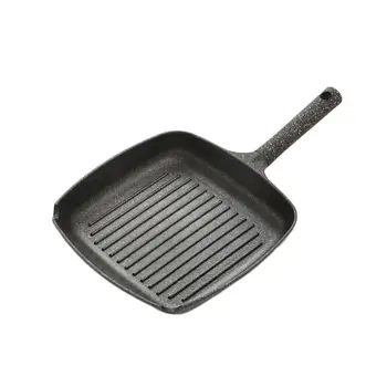 

28cm Maifan Stone Non-stick Steak Frying Plate Square Striped Flat Nonstick Frying Pan for Home Restaurant (Without Cover)