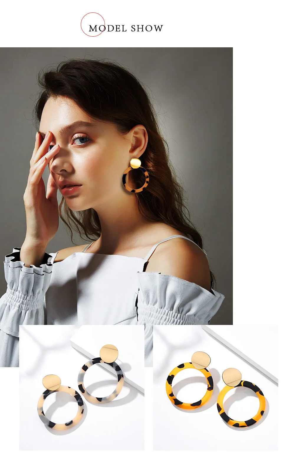 BICUX Fashion Korean Statement Acrylic Long Drop Earrings for Women Elegant Geometric Leopard Dangle Earring Modern Jewelry