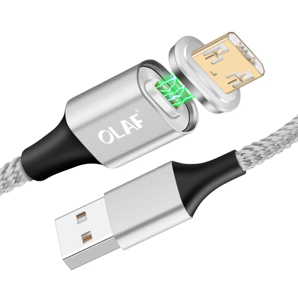 Магнитный Micro USB кабель Олаф для samsung Galaxy Note 8, кабель Micro USB для быстрой зарядки для Xiaomi Redmi Note 5 QC 3,0, USB кабели - Цвет: Microusb Silver