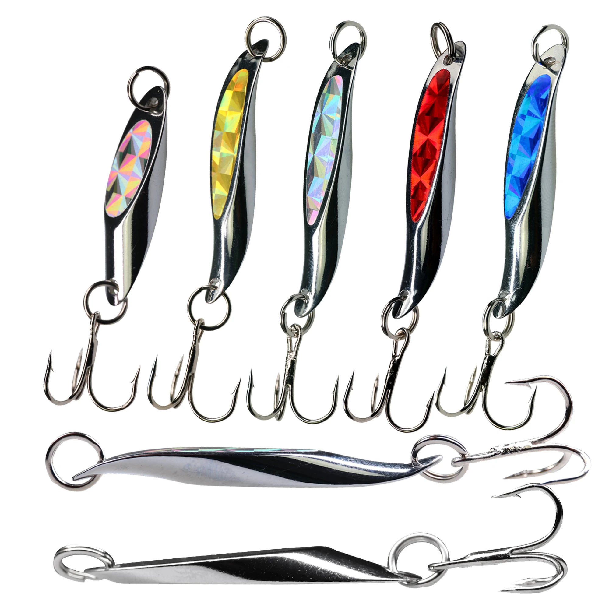 30pcs/set Fishing Spoon set 4.7g-7.5g Metal Spoon Lures Fishing Hard Bait  Atificial Lure Fishing Spoon Metal Lure