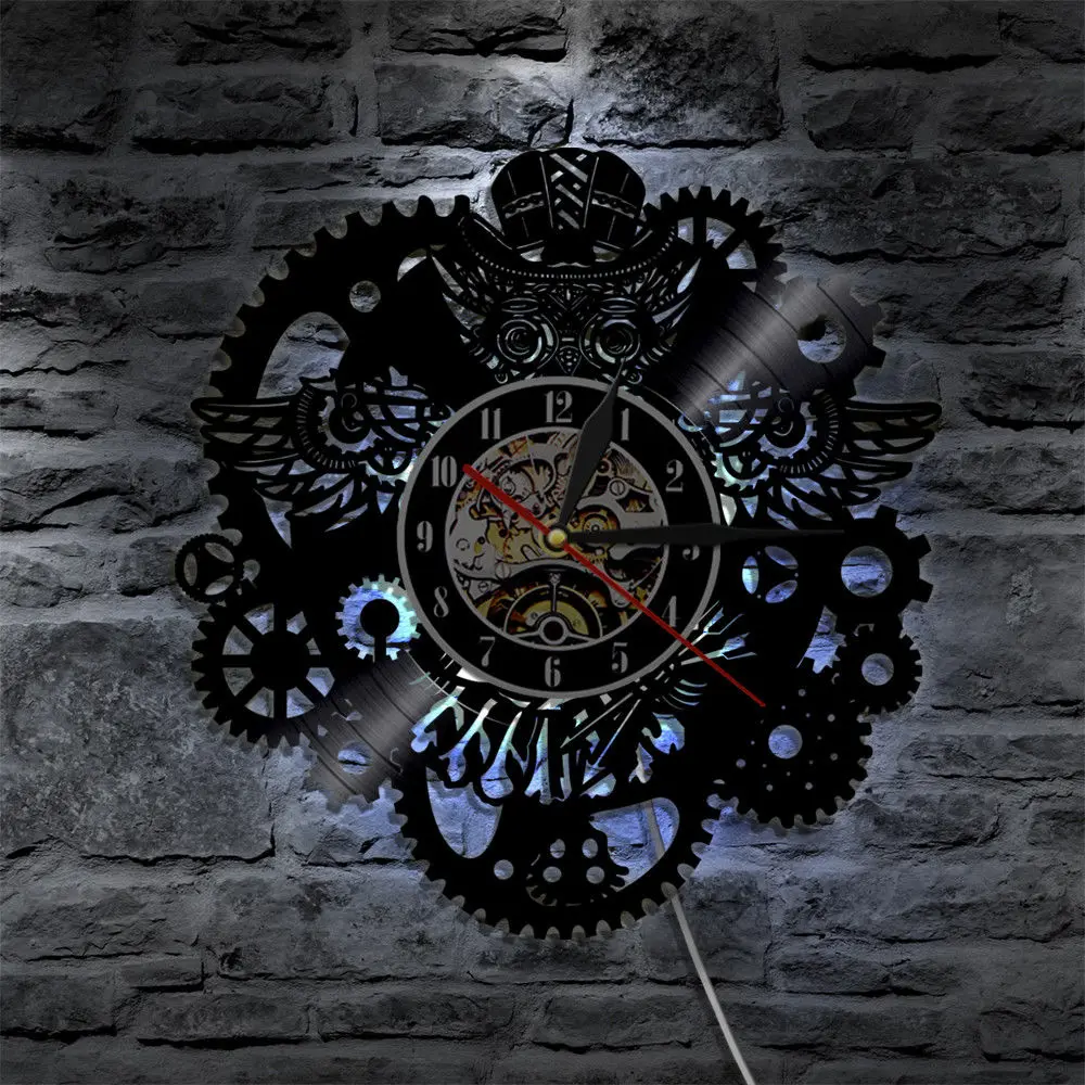 

LED Wall Clock Modern Design for Living Room 3D Decorative Creative Gear Clocks with LED Backlight Vinyl Wall Watch Home Decor