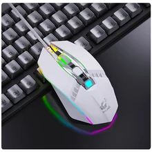 Механическая игровая мышь V2RGB, проводная, 1800 dpi, поддержка четырех цветов, динамическая, дышащая, светящаяся, компьютерная, игровая мышь для ПК, ноутбука