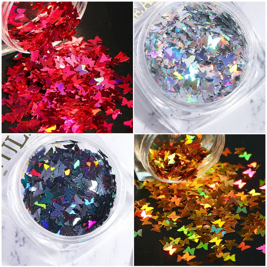 

Butterfly Sequin Mirror Sparkly Butterfly Nail Sequins Paillette Mixed Colors Nail 3D Flakes Slices Spangle Art Accessories