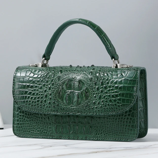 Genuine Crocodile Skin Lady Purse Authentic Real Alligator Leather Female  Green Handbag Long Strap Women's Large Shoulder Bag - AliExpress