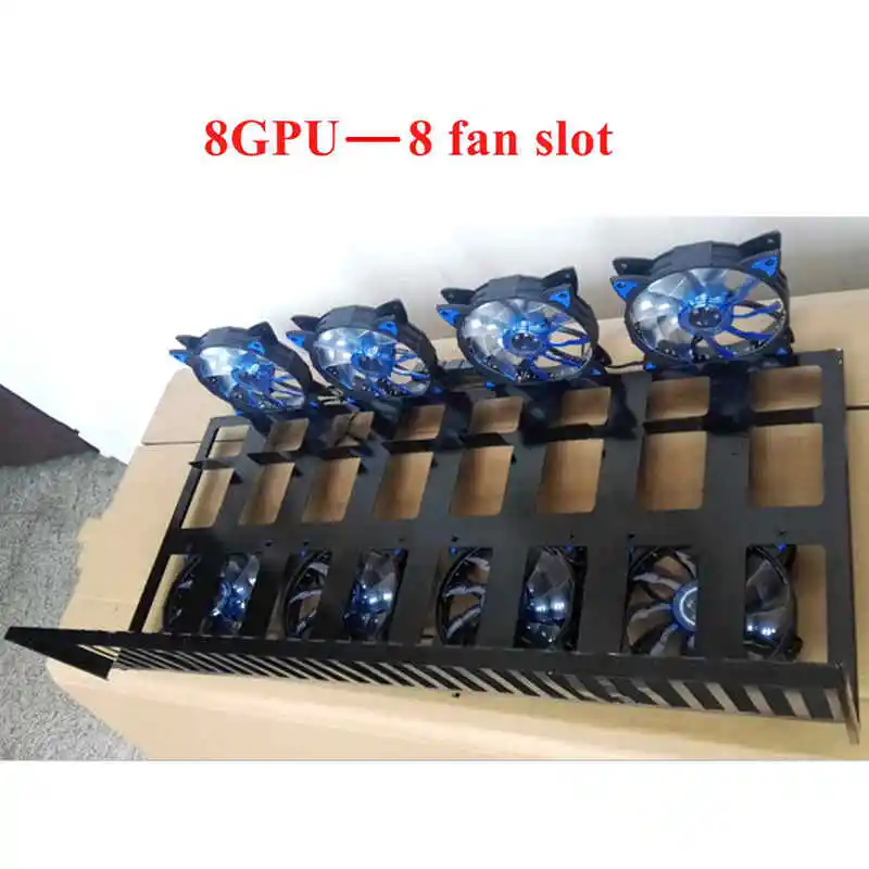 8 GPU крипто монета открытая воздушная алюминиевая рамка чехол для горного шахтера рамка для установки Стекируемый чехол с 12 вентилятором Наружная рамка ETH/ZEC/BTH