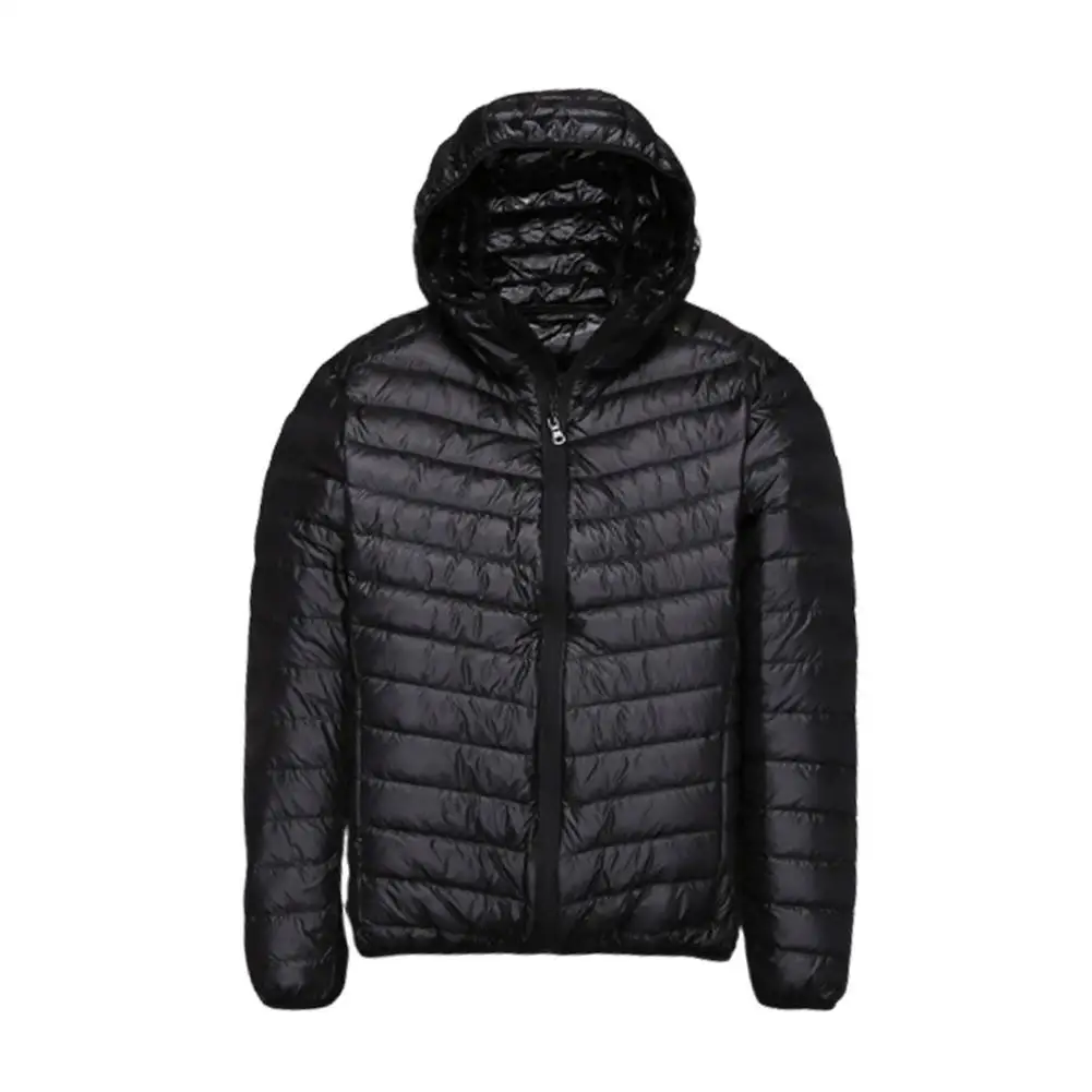 Ультра-светильник с капюшоном, белый утиный пух, мужская куртка, теплая куртка, Мужская куртка, Прямая поставка - Цвет: black Down Jacket