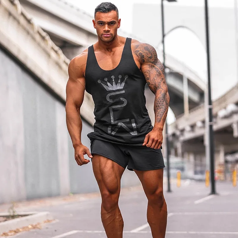 new fashion cotton sleeveless shirt vest men's fitness vest jogger bodybuilding brand vest fitness men's sports shirt