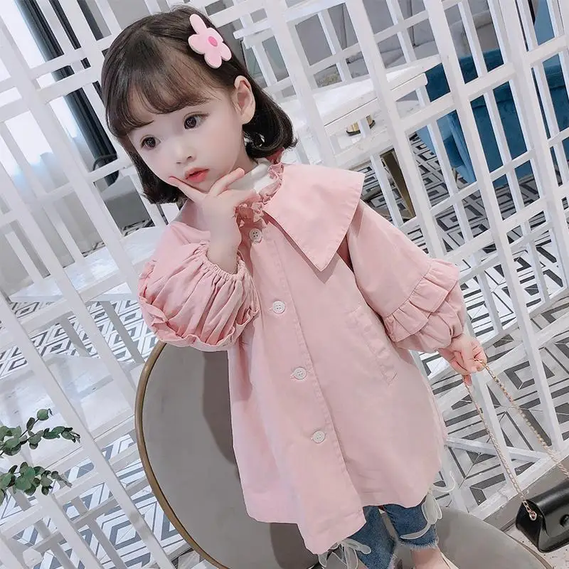 Baby Clothes Spring Autumn Jacket For Girl Windbreaker Children Clothing  Lace Cute Kid Girl Coat Toddler 2-8 year Outerwear 