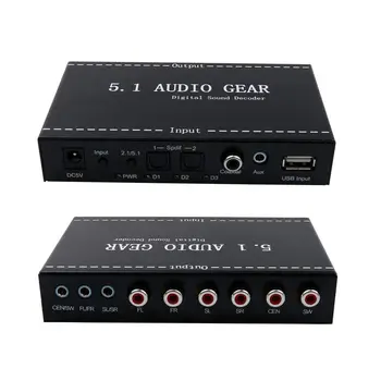 

5.1 Audio Gear Decoder 3 input type 2 in 1 5.1 Channel AC3/DTS 3.5mm Audio Gear Digital Surround Sound Decoder Stereo (L/R)