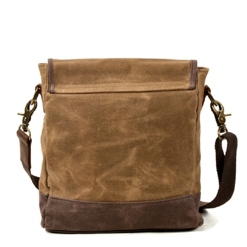 Unisex-Umhängetasche aus gewachstem Canvas und Leder im Militär-Vintage-Stil für Herren, 2020, Freizeit- und Reisetasche_voghion.com