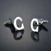 Quality Brass Silver Color 26 Letter A-Z Letters Cufflinks men French Shirt Cufflinks for mens gemelos bouton manchette ► Photo 3/6