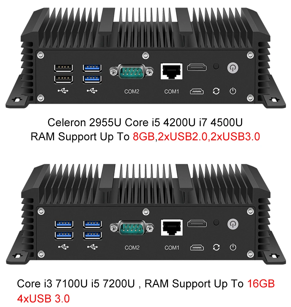 Мини ПК Intel Core i5 7200U i3 7100U i7 6 LAN 211at Gigabit Ethernet HDMI 2 * RS232 брандмауэр роутер PFsense Aes Ni
