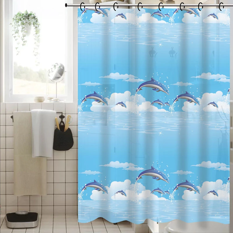 Blue Dolphins Shower Curtain Waterproof Bathroom 160x180 Cm 人気ショップ
