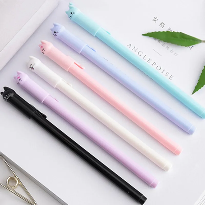 

1pcs Lovely Cartoon Cat Ballpoint Pen Refills Ink Black A Magical Tools Student Office Stationery Writing Neutral Pen