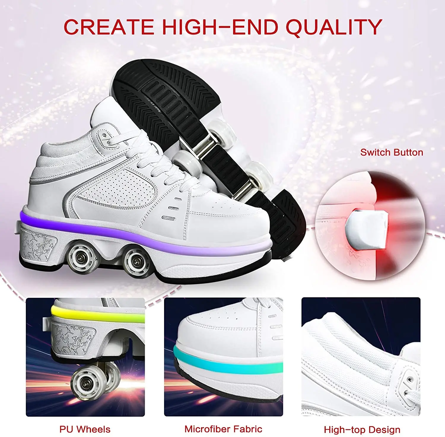 LED Women Deformation Roller Skate 