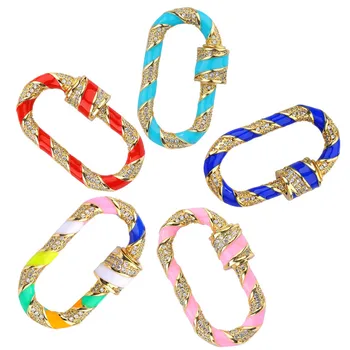 

Juya DIY Enamel Fastener Carabiner Screw Lock Clasps Accessories For Handmade Mesh Chains Pendant Necklace Making Components