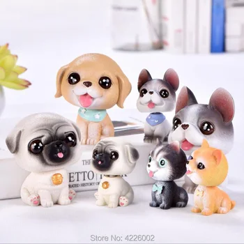 

Pug Teddy Puppy Dog Resin Figures Husky French bulldog Bobble Head Model Animal Figurine Collectible Doll Toys for Children Gift