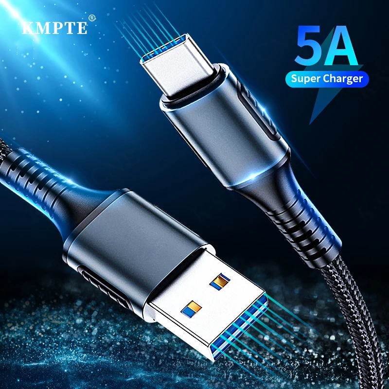 

USB Type C Cable USB C 1M 5A Fast charging Cable QC 3.0 Kable For Huawei P30 Mobile Phone Cable For Xiaomi Redmi Note 8 Pro Cord