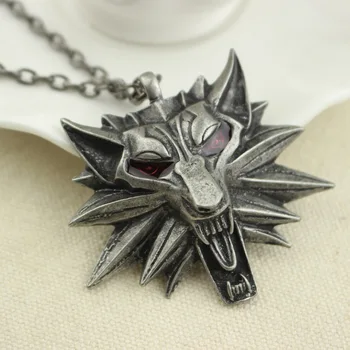 

Mens Hip Hop Necklace Punk Style Animal Wolf Head Pendant Necklace for Wizard 3 Wild Hunt Game Pendant initial necklace