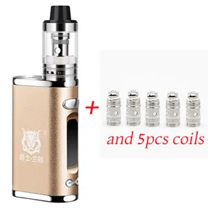 gold and 5 coils Электронная сигарета, регулируемый vape 80 Вт, комплект модов, Встроенный 2000 мАч, батарейный блок, 3 мл, бак, электронная сигарета, большой дымовой Атомайзер - Цвет: gold and 5 coils