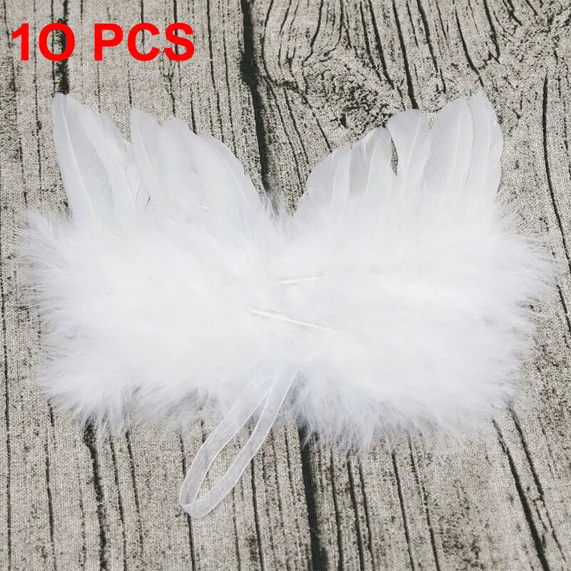 

Free shipping 10Pcs Guardian Angel White Feather Wing Christmas Tree Hanging.Ornament Decor Christmas Pendant Drop Ornaments