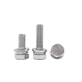 

30pcs M4 hexagon combination screws hex screw spring pad washer bolts stainless steel bolt GB9074.17 8mm-35mm long