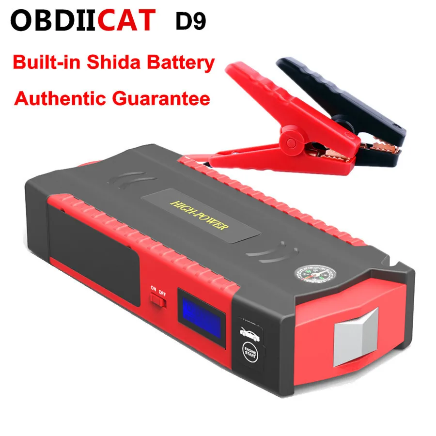 Cena OBDIICAT D9 urządzenie do uruchamiania awaryjnego samochodu Power Bank 12V o dużej pojemności 600A przenośny do samochodu rozruchowy akumulator do benzyny i oleju napędowego