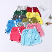 Новые стильные летние детские шорты ярких цветов; повседневные спортивные шорты с вышитым рисунком щенка