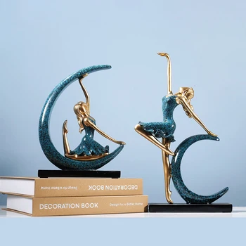 

Creative Moon Goddess Miniature Model Abstract Dancing Girl Statue Living Room TV Cabinet Decoration Ornaments Birthday Gifts