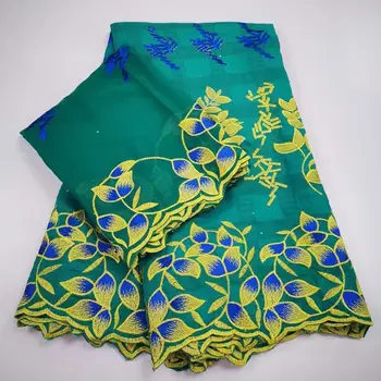 

5+2yards Nigerian lace fabric cotton swiss voile lace with embroidery african lace tissu high quality material