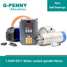 220V 1.5KW ER11 фрезерный станок с ЧПУ с водяным охлаждением двигателя шпинделя водяного охлаждения и 1.5KW VFD инвертор 80 мм зажим Кронштейн& 75 Вт водяной насос