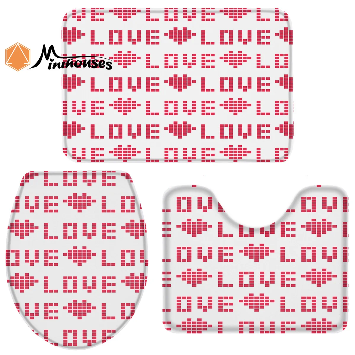 Набор из 3 предметов для ванной комнаты с надписью Love Pixel прочный набор покрытие