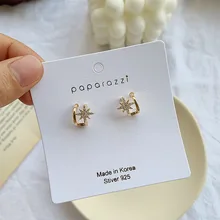 Классические женские серьги-гвоздики с кристаллами в виде звезды из Южной Кореи, изысканные модные серьги в виде звезды, женские серьги, модные ювелирные изделия