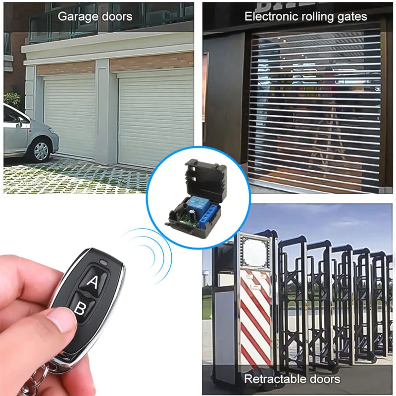 Wireless RF 433Mhz Universal DC 12V 1 CH Receiver Remote Control switch Transmitter GarageDoor Lamp Bulb LED AccessControlSystem