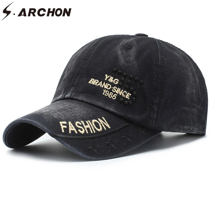 S. ARCHON, джинсовая бейсболка, унисекс, регулируемая, повседневная, состаренная, модные, винтажные, уличная, крутой, Дальнобойщик, кепка, головные уборы для мужчин