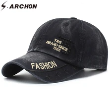 S. ARCHON, джинсовая бейсболка, унисекс, регулируемая, повседневная, состаренная, модные, винтажные, уличная, крутой, Дальнобойщик, кепка, головные уборы для мужчин