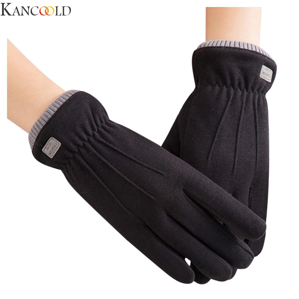 KANCOOLD, женские зимние теплые перчатки, рукавицы на запястье, для вождения лыжного спорта, высокое качество, элегантные женские перчатки для улицы - Цвет: BK