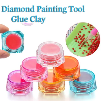 

New 5D DIY Diamond Embroidery Accessories Glue Clay Diamond Painting Tools 6 Color Bottle Wax Clay Glue Mud
